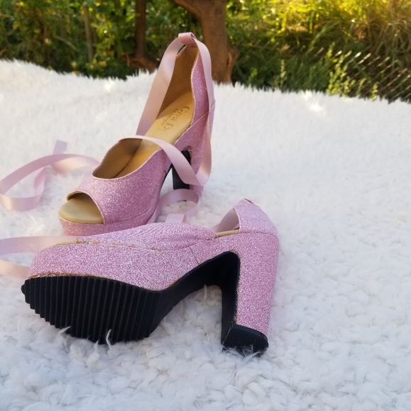 Glitter pink platform pump - Picture 2 of 3